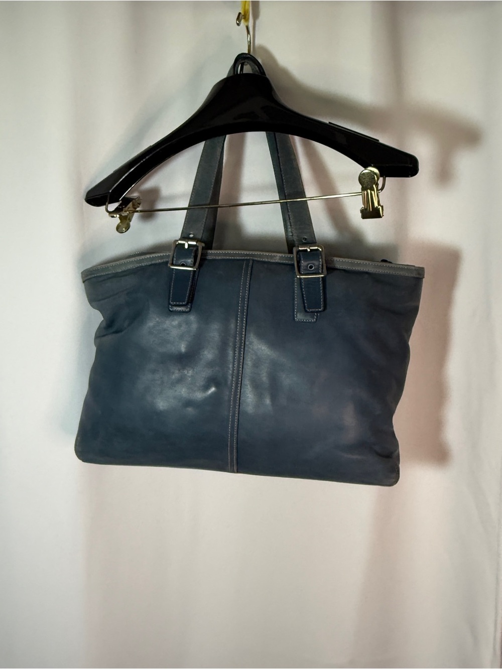 Coach Hampton Blue Leather Tote - Picture 2 of 13